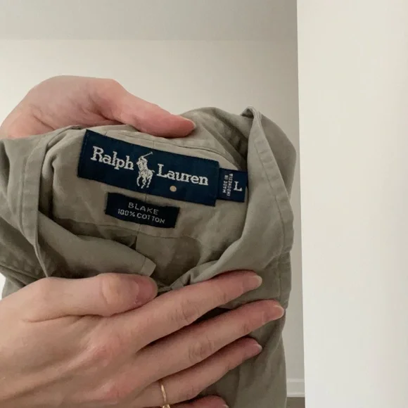 Vintage Ralph Lauren Tan Gray Button-Up Shirt - Picture 5 of 5